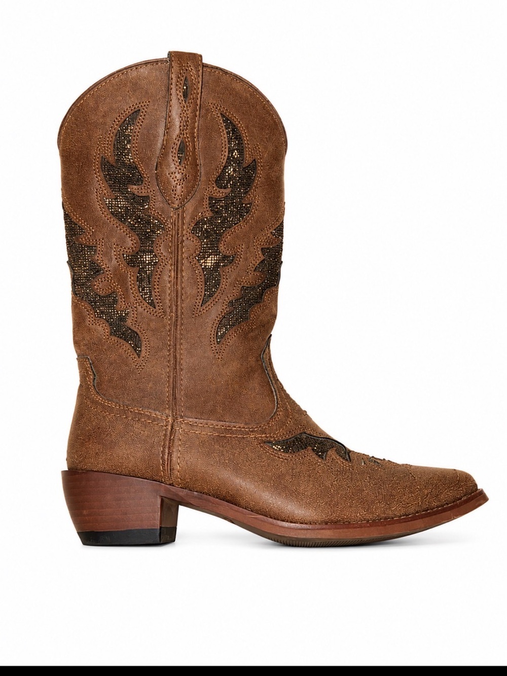 ROPER Women's Brown Suede Western Cowboy Boot Cowgirl Country sequined SZ 6.5